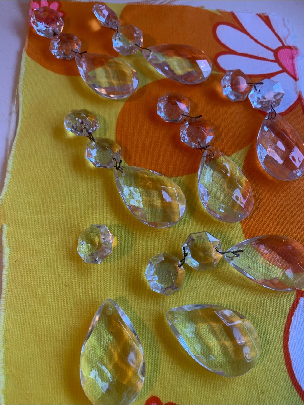 Baccarat Clear Crystal Teardrop and Octagon Chandelier Prisms - Picture 2 of 8